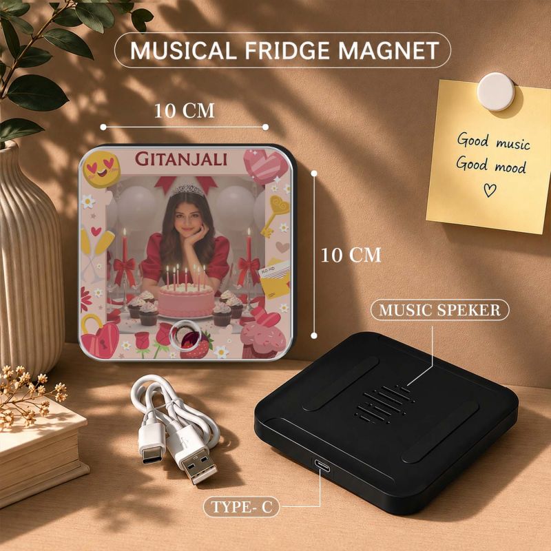 Birthday Gift for Sister & Bestie Customized Musical Fridge Audio Message Gift  Rechargeable Sound Magnet Photo Frame Magnet for Refrigerator